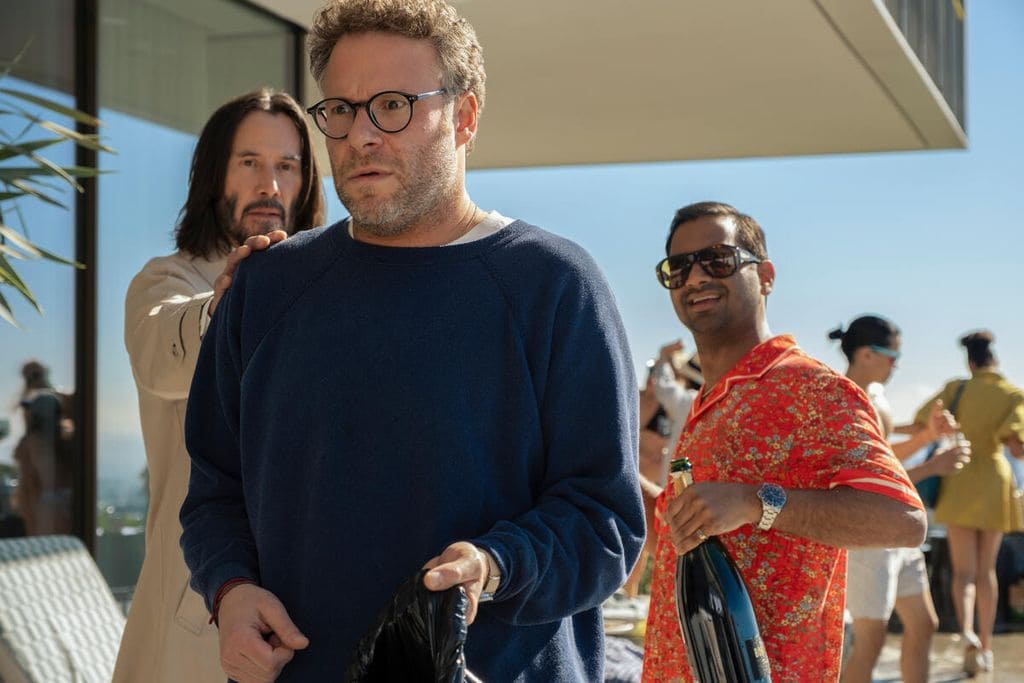 keanu reeves, seth rogen, cuando el cielo se equivoca