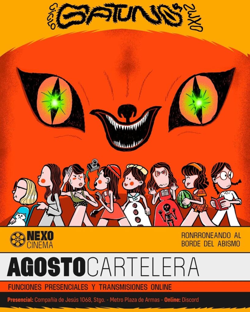 Afiche oficial ciclo Gatuno Nexo Cinema, diseñado por Gabriel Garvo.