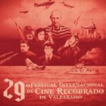 Imagen en tonalidades rojas con escenas de películas seleccionadas del Festival de Cine Recobrado en Valparaíso.